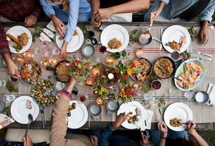 intuitive eating table with food