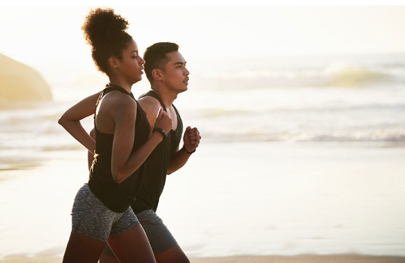 running on beach